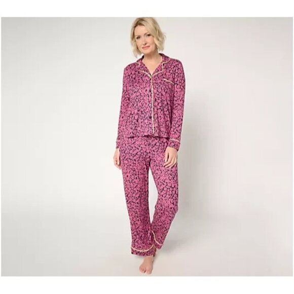 Sunday Brunch Pillowsoft Notch Collar Pajama Set Flower Shadow Medium A665062 - Picture 1 of 1